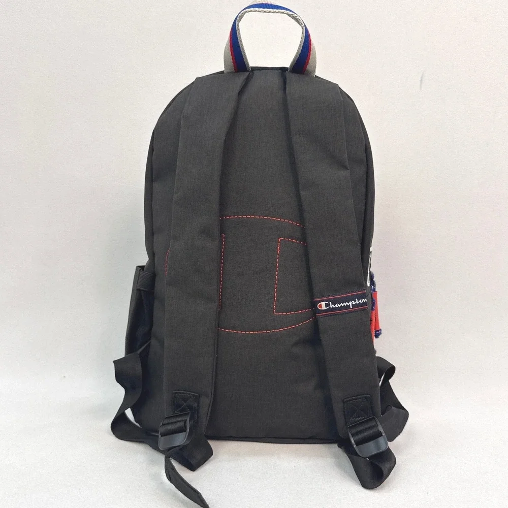 Champion Supercize Backpack Black Canvas Embroidered Logo Bookbag Athleisure